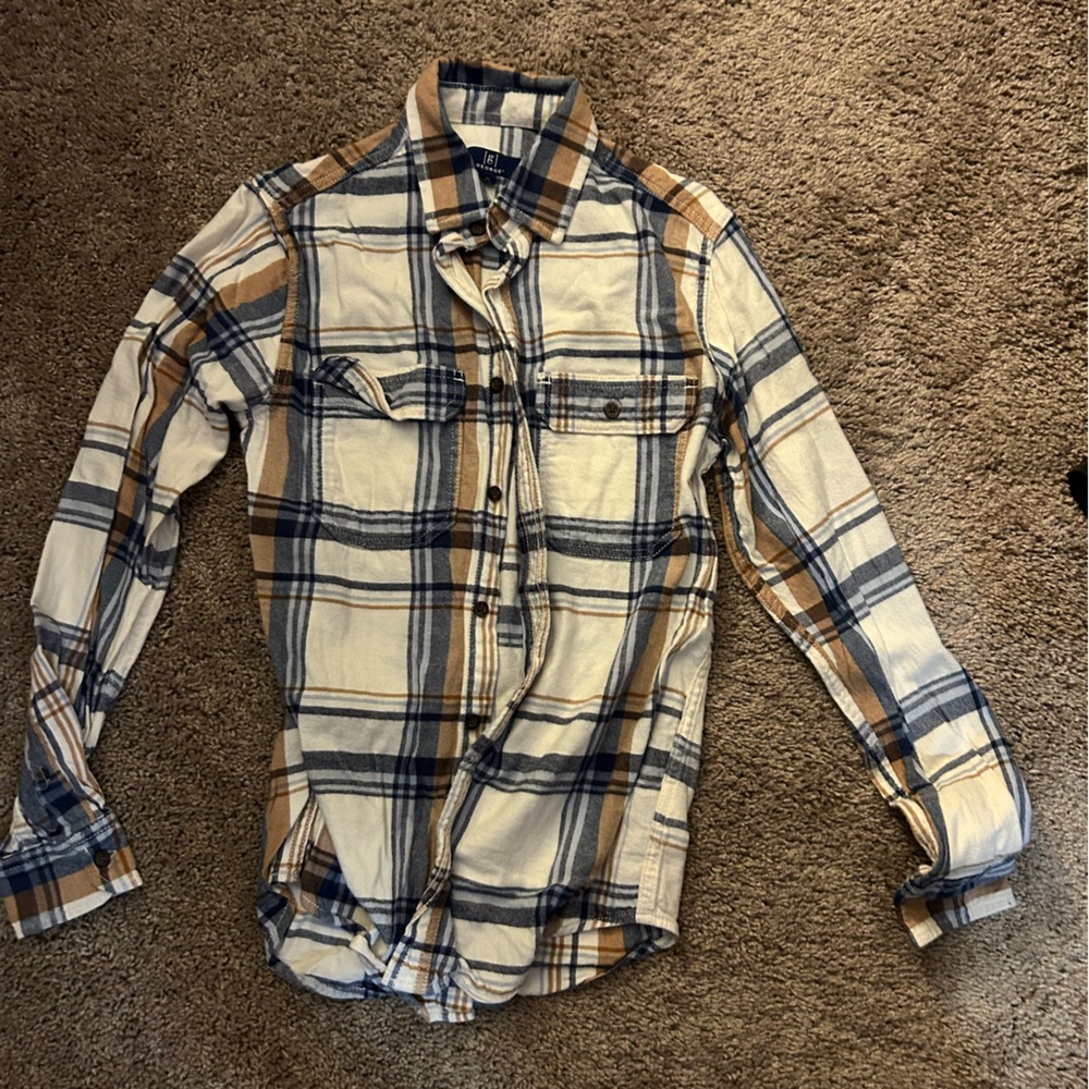 George Men's Plaid Button-Down Shirt - Blue & Tan